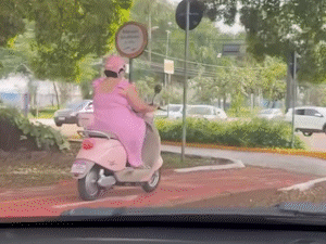 Lari é a Penélope Charmosa que arrasa com motinha rosa em avenida